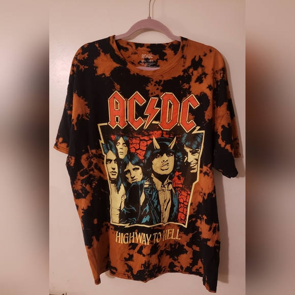 AC/DC Men's Highway To Hell Tie Dye Heavy Metal Rock T-Shirt - Size 2XL - Picture 3 of 11